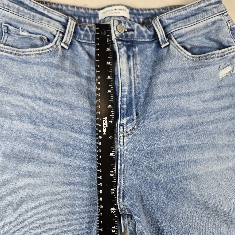 Flying Monkey High Rise Wide Leg Cropped Jeans Size 33 Boho Streetwear Coastal - Picture 5 of 12